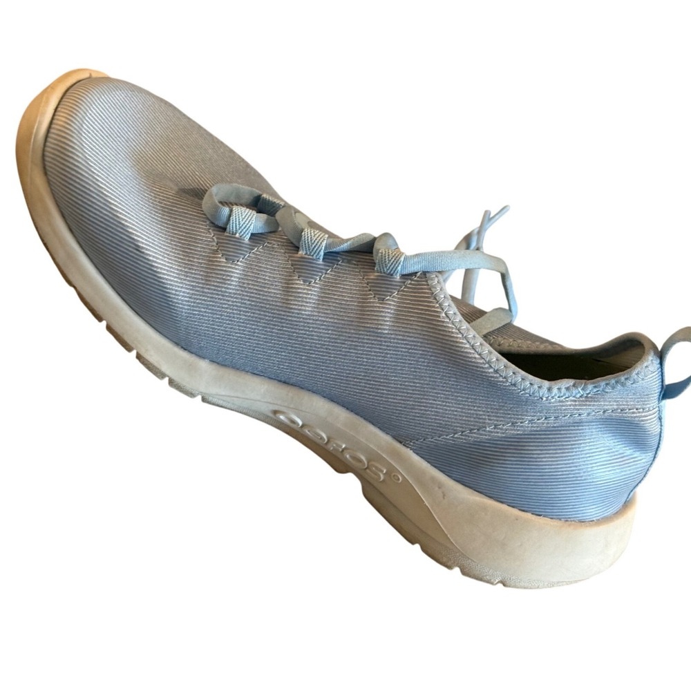 Oofos OOmg Low Women 9 Light Blue Recovery Walking Shoes Mesh Lace Up - Picture 8 of 10